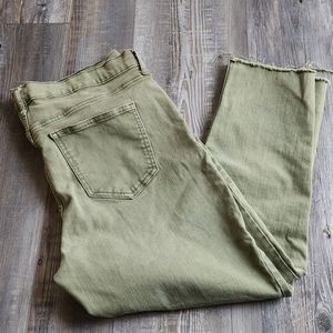 Old Navy Distressed Hem Super Skinny Mid Rise Denim Jeans Green